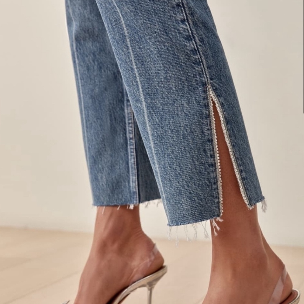 Reformation Gem Slit Hem High Rise Straight Jeans